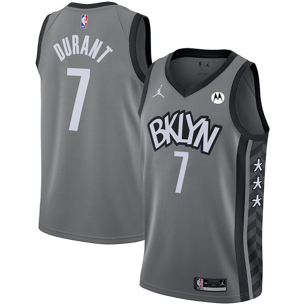 Men's Brooklyn Nets #7 Kevin Durant 2020/21 Gray Statement Edition Swingman Stitched Jersey